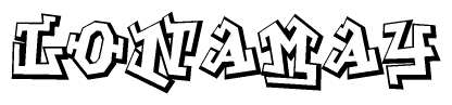 The clipart image depicts the word Lonamay in a style reminiscent of graffiti. The letters are drawn in a bold, block-like script with sharp angles and a three-dimensional appearance.