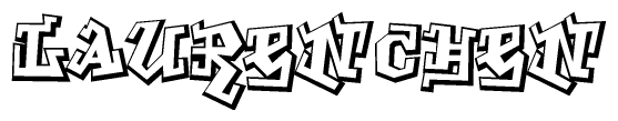 The image is a stylized representation of the letters Laurenchen designed to mimic the look of graffiti text. The letters are bold and have a three-dimensional appearance, with emphasis on angles and shadowing effects.