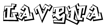 The clipart image depicts the word Lavena in a style reminiscent of graffiti. The letters are drawn in a bold, block-like script with sharp angles and a three-dimensional appearance.