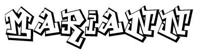 The clipart image depicts the word Mariann in a style reminiscent of graffiti. The letters are drawn in a bold, block-like script with sharp angles and a three-dimensional appearance.