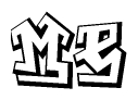 The clipart image depicts the word Me in a style reminiscent of graffiti. The letters are drawn in a bold, block-like script with sharp angles and a three-dimensional appearance.