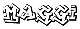 The clipart image depicts the word Maggi in a style reminiscent of graffiti. The letters are drawn in a bold, block-like script with sharp angles and a three-dimensional appearance.