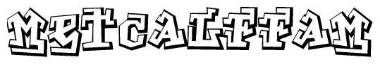 The clipart image features a stylized text in a graffiti font that reads Metcalffam.