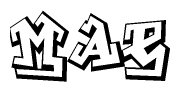 The clipart image depicts the word Mae in a style reminiscent of graffiti. The letters are drawn in a bold, block-like script with sharp angles and a three-dimensional appearance.