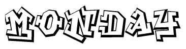 The clipart image features a stylized text in a graffiti font that reads Monday.