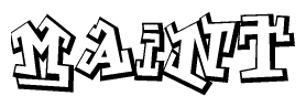 The clipart image depicts the word Maint in a style reminiscent of graffiti. The letters are drawn in a bold, block-like script with sharp angles and a three-dimensional appearance.