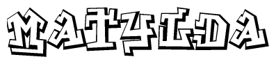 The clipart image depicts the word Matylda in a style reminiscent of graffiti. The letters are drawn in a bold, block-like script with sharp angles and a three-dimensional appearance.