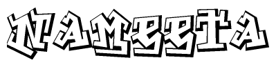The clipart image depicts the word Nameeta in a style reminiscent of graffiti. The letters are drawn in a bold, block-like script with sharp angles and a three-dimensional appearance.