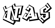 The clipart image features a stylized text in a graffiti font that reads Nas.