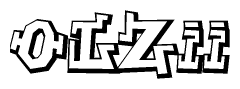 The clipart image features a stylized text in a graffiti font that reads Olzii.