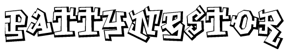 The clipart image depicts the word Pattynestor in a style reminiscent of graffiti. The letters are drawn in a bold, block-like script with sharp angles and a three-dimensional appearance.