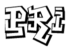 The clipart image depicts the word Pri in a style reminiscent of graffiti. The letters are drawn in a bold, block-like script with sharp angles and a three-dimensional appearance.