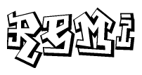 The clipart image depicts the word Remi in a style reminiscent of graffiti. The letters are drawn in a bold, block-like script with sharp angles and a three-dimensional appearance.
