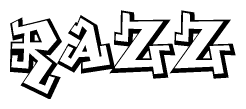 The clipart image depicts the word Razz in a style reminiscent of graffiti. The letters are drawn in a bold, block-like script with sharp angles and a three-dimensional appearance.