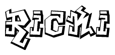 The clipart image depicts the word Ricki in a style reminiscent of graffiti. The letters are drawn in a bold, block-like script with sharp angles and a three-dimensional appearance.