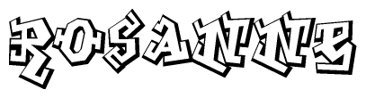 The image is a stylized representation of the letters Rosanne designed to mimic the look of graffiti text. The letters are bold and have a three-dimensional appearance, with emphasis on angles and shadowing effects.