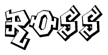 The clipart image depicts the word Ross in a style reminiscent of graffiti. The letters are drawn in a bold, block-like script with sharp angles and a three-dimensional appearance.