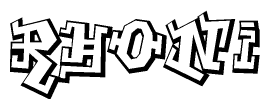 The clipart image features a stylized text in a graffiti font that reads Rhoni.