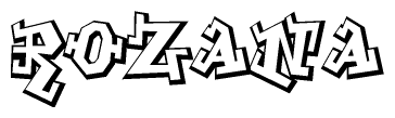 The clipart image features a stylized text in a graffiti font that reads Rozana.