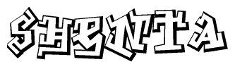 The clipart image depicts the word Shenta in a style reminiscent of graffiti. The letters are drawn in a bold, block-like script with sharp angles and a three-dimensional appearance.
