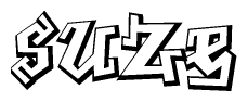 The image is a stylized representation of the letters Suze designed to mimic the look of graffiti text. The letters are bold and have a three-dimensional appearance, with emphasis on angles and shadowing effects.