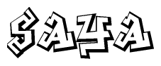The clipart image features a stylized text in a graffiti font that reads Saya.