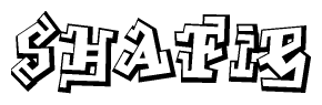 The clipart image depicts the word Shafie in a style reminiscent of graffiti. The letters are drawn in a bold, block-like script with sharp angles and a three-dimensional appearance.