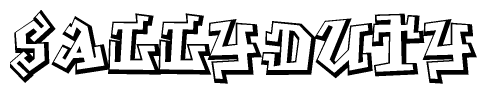 The clipart image features a stylized text in a graffiti font that reads Sallyduty.