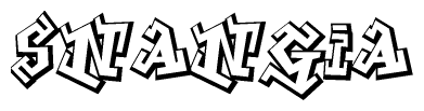 The image is a stylized representation of the letters Snangia designed to mimic the look of graffiti text. The letters are bold and have a three-dimensional appearance, with emphasis on angles and shadowing effects.