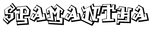 The clipart image depicts the word Spamantha in a style reminiscent of graffiti. The letters are drawn in a bold, block-like script with sharp angles and a three-dimensional appearance.