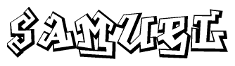The clipart image depicts the word Samuel in a style reminiscent of graffiti. The letters are drawn in a bold, block-like script with sharp angles and a three-dimensional appearance.
