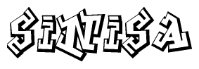 The image is a stylized representation of the letters Sinisa designed to mimic the look of graffiti text. The letters are bold and have a three-dimensional appearance, with emphasis on angles and shadowing effects.