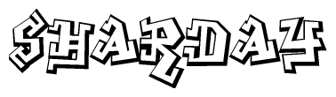 The clipart image features a stylized text in a graffiti font that reads Sharday.