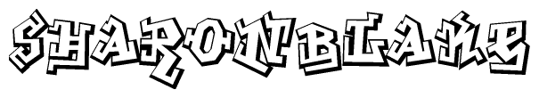 The clipart image depicts the word Sharonblake in a style reminiscent of graffiti. The letters are drawn in a bold, block-like script with sharp angles and a three-dimensional appearance.