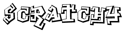 The clipart image features a stylized text in a graffiti font that reads Scratchy.