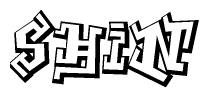 The clipart image features a stylized text in a graffiti font that reads Shin.