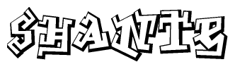 The clipart image depicts the word Shante in a style reminiscent of graffiti. The letters are drawn in a bold, block-like script with sharp angles and a three-dimensional appearance.