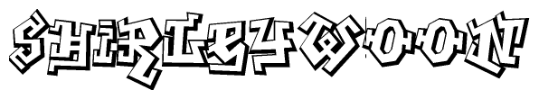 The clipart image depicts the word Shirleywoon in a style reminiscent of graffiti. The letters are drawn in a bold, block-like script with sharp angles and a three-dimensional appearance.