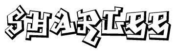 The clipart image depicts the word Sharlee in a style reminiscent of graffiti. The letters are drawn in a bold, block-like script with sharp angles and a three-dimensional appearance.