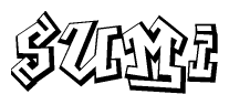 The clipart image depicts the word Sumi in a style reminiscent of graffiti. The letters are drawn in a bold, block-like script with sharp angles and a three-dimensional appearance.