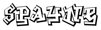 The clipart image features a stylized text in a graffiti font that reads Spayne.