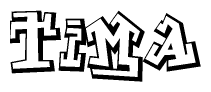 The clipart image depicts the word Tima in a style reminiscent of graffiti. The letters are drawn in a bold, block-like script with sharp angles and a three-dimensional appearance.