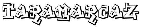The clipart image depicts the word Taramarcaz in a style reminiscent of graffiti. The letters are drawn in a bold, block-like script with sharp angles and a three-dimensional appearance.