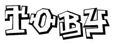 The clipart image depicts the word Toby in a style reminiscent of graffiti. The letters are drawn in a bold, block-like script with sharp angles and a three-dimensional appearance.