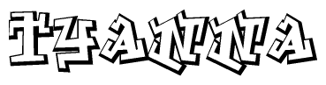 The clipart image depicts the word Tyanna in a style reminiscent of graffiti. The letters are drawn in a bold, block-like script with sharp angles and a three-dimensional appearance.