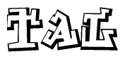 The clipart image depicts the word Tal in a style reminiscent of graffiti. The letters are drawn in a bold, block-like script with sharp angles and a three-dimensional appearance.