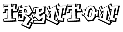The clipart image depicts the word Trenton in a style reminiscent of graffiti. The letters are drawn in a bold, block-like script with sharp angles and a three-dimensional appearance.