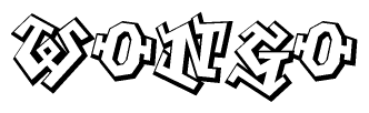 The clipart image depicts the word Wongo in a style reminiscent of graffiti. The letters are drawn in a bold, block-like script with sharp angles and a three-dimensional appearance.