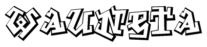 The clipart image depicts the word Wauneta in a style reminiscent of graffiti. The letters are drawn in a bold, block-like script with sharp angles and a three-dimensional appearance.