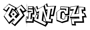 The image is a stylized representation of the letters Wincy designed to mimic the look of graffiti text. The letters are bold and have a three-dimensional appearance, with emphasis on angles and shadowing effects.